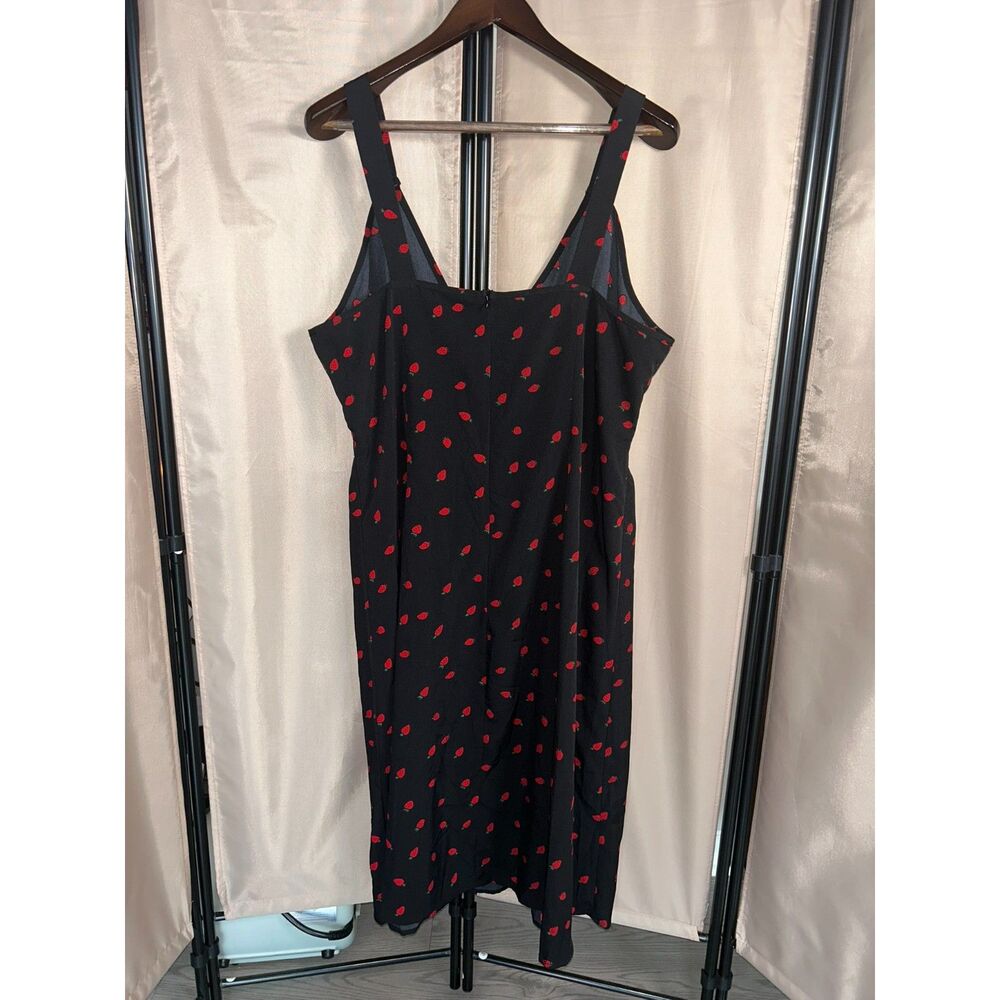 SHEIN Curve Sz. 3X Black Red Strawberry Print A-Line Midi Dress Plus Size